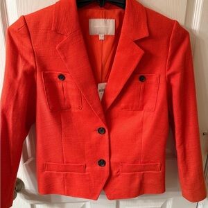 Banana Republic Bright Coral Blazer Summer Suit Jacket NWT Linen Cotton